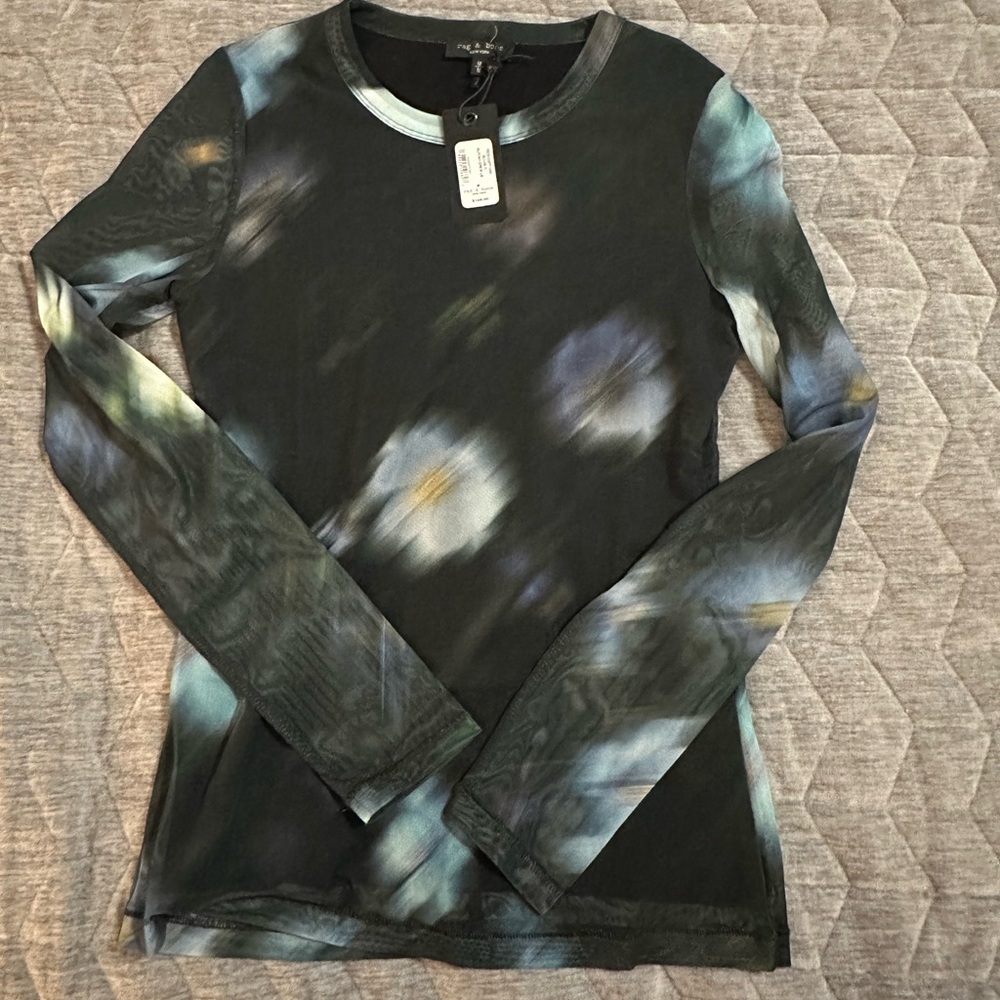 Rag& Bone Black and Blue Long Sleeve Top size M